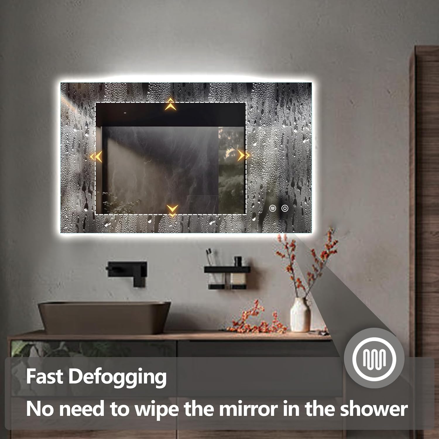 Niccy Led Mirror for Bathroom, 40"x24" Frameless Backlit Mirror for Wall Lighted Mirror with Bedroom 3 Color, Defogger, Explosion-Proof, HD Glass and IP65 Vanity Mirror Horizontal or Vertical