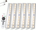 LDOPTO Under Cabinet Wireless LED Lights, 6 Pack Rechargeable Battery Operated, Dimmable, Remote Control, Stick On Night Lights for Kitchen, Pantry, Stairs, Hallway, 3 Colors