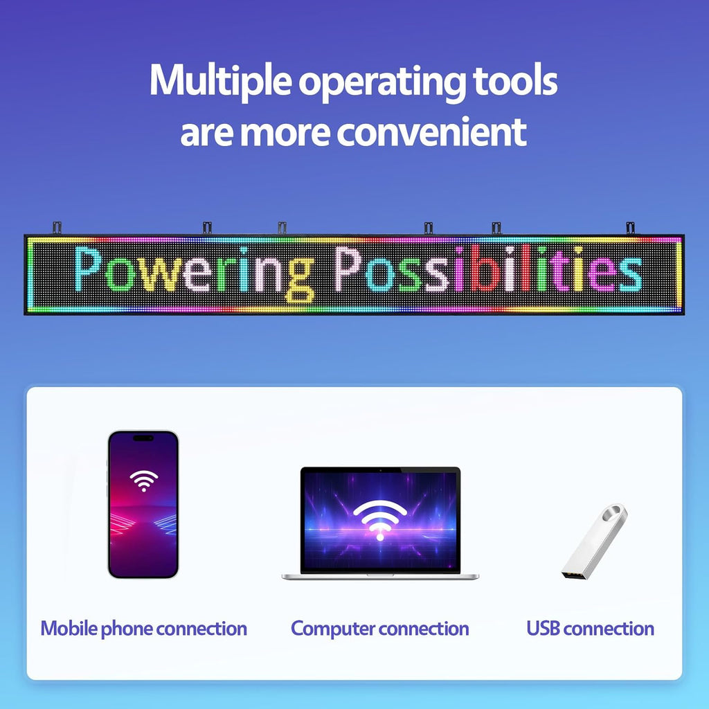Outdoor Digital Scrolling Programmable Led Sign customizable Waterproof Business USB Wifi Control Display Pantalla Publicidad Word Bright Open Message Board Text (115"X14")