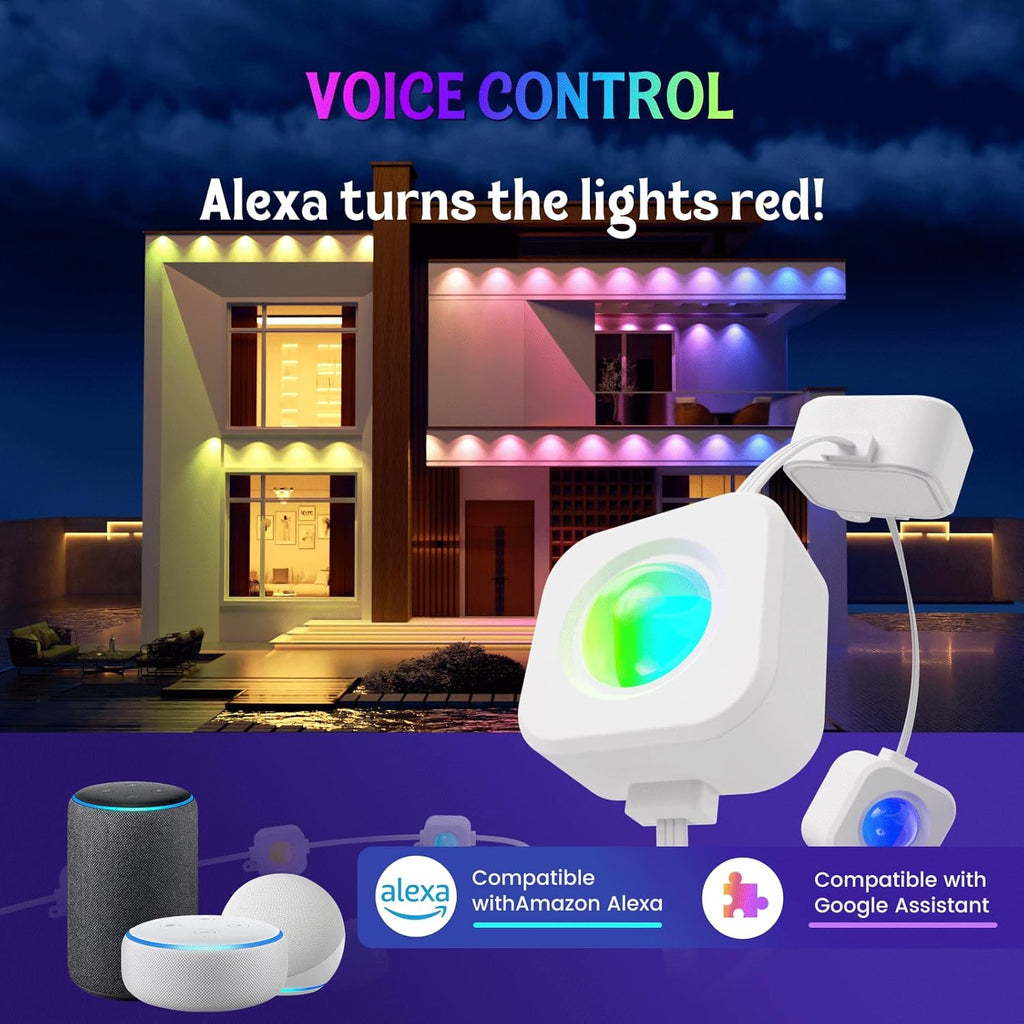 Fitop Permanent Outdoor Lights, 150FT RGB Outdoor Lights for House Decor, Smart Eaves Lighting, Extendable LED Strip with IP67 Waterproof, Music Sync, APP/Voice/Remote Control, Alexa/Google Compatible