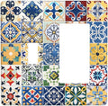 Outlet Covers Moroccan Traditional Mexican Talavera Til 1 Toggle 1 Rocker Combination Decorative Wall Plate Electrical Switch Plates Light Switch Cover Plate for Kitchen Home Decor