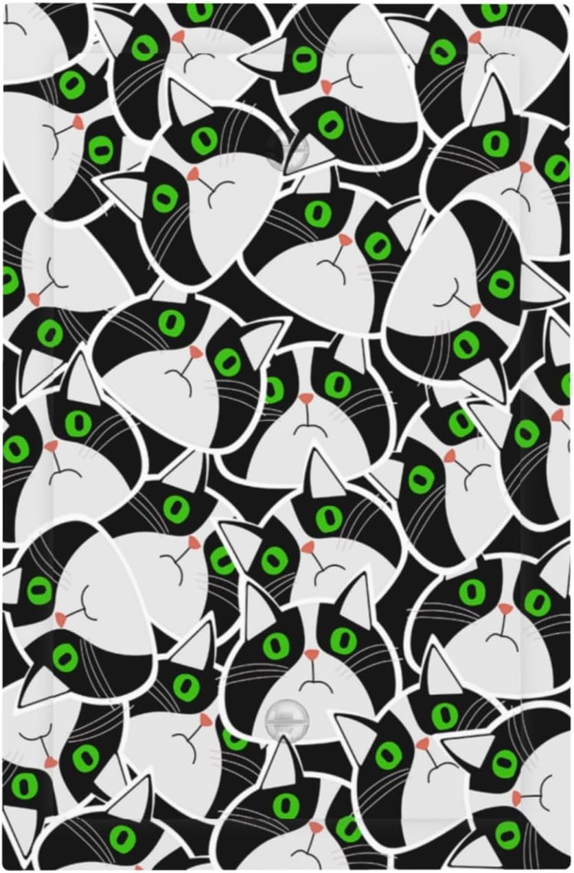 Funny Cat Wacky Kitty 1-Gang No Device Blank Wallplate Electrical Light Switch Covers Decorative Receptacle Face Plate Cover for Bathroom 5 X 3 IN