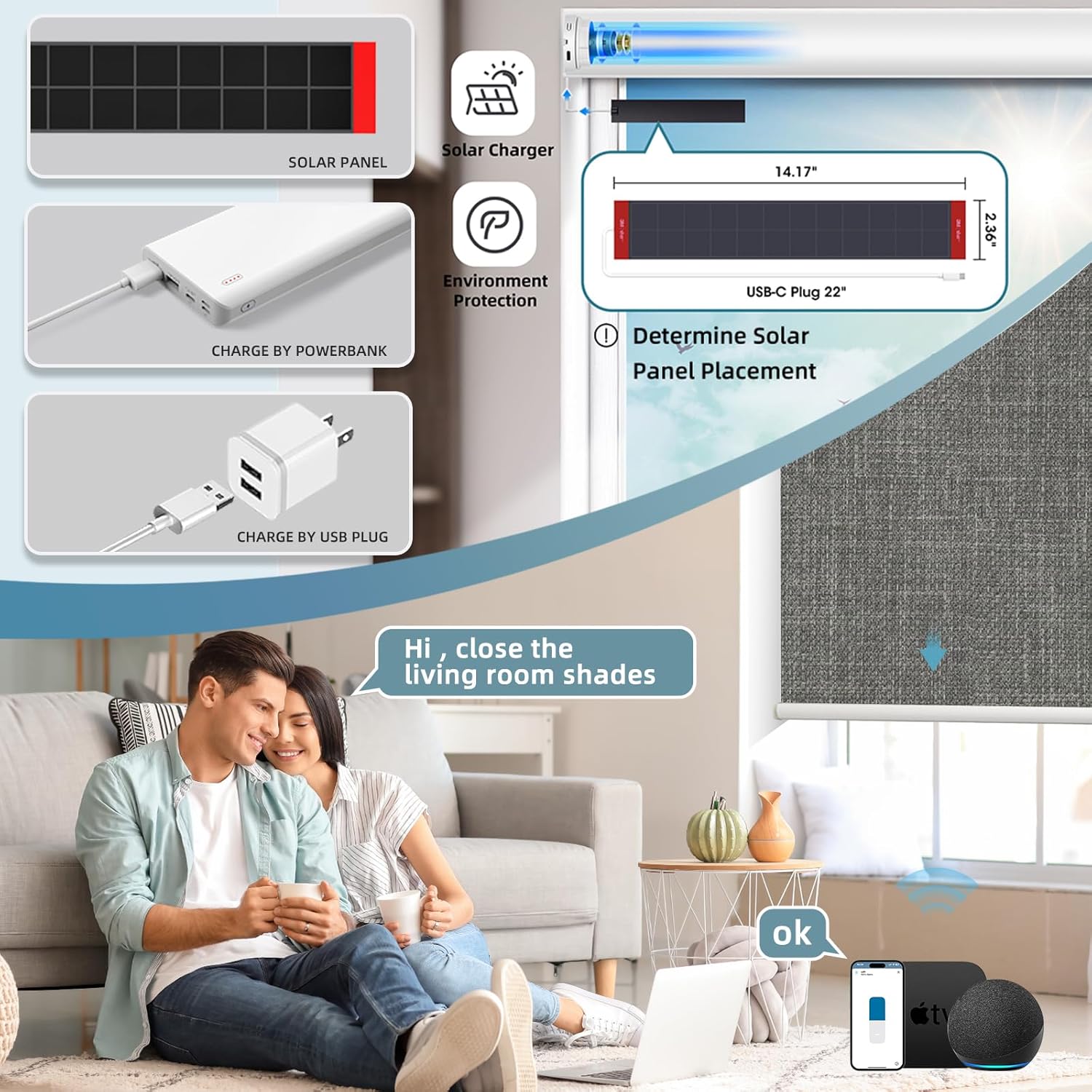 SmartWings Motorized Blinds Shades for Windows Remote Control Smart Blind Shade Work with Apple Homekit Z-Wave Alexa Automatic Roller Shade Blackout Electric Blind Customized 16"-110" W (Vigor Dove)