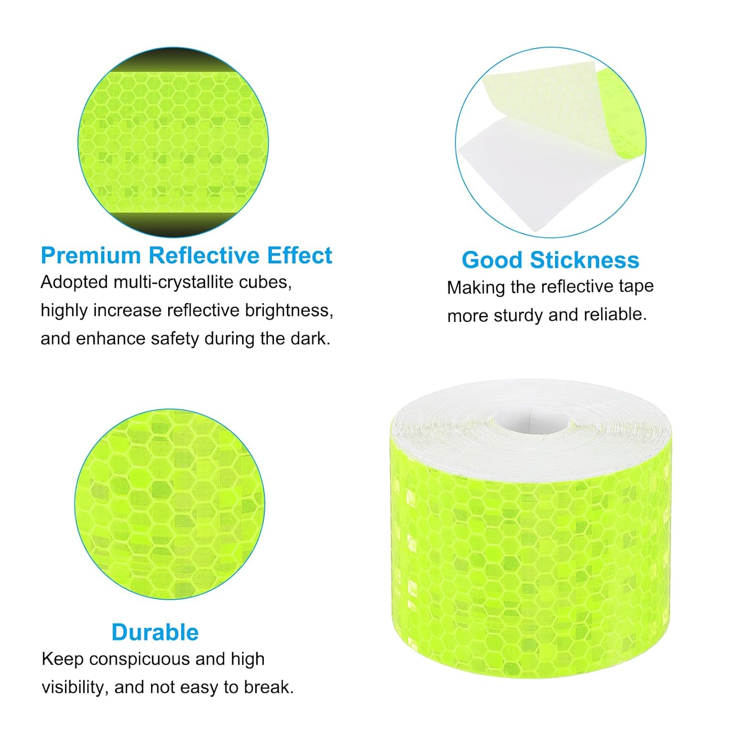 PATIKIL 2 Inch x 33 ft Reflective Tape, 1 Roll Waterproof Self Adhesive High Visibility Caution Warning Safety Tape Reflector with Scraper for Trucks Trailers Cars, Bright Green