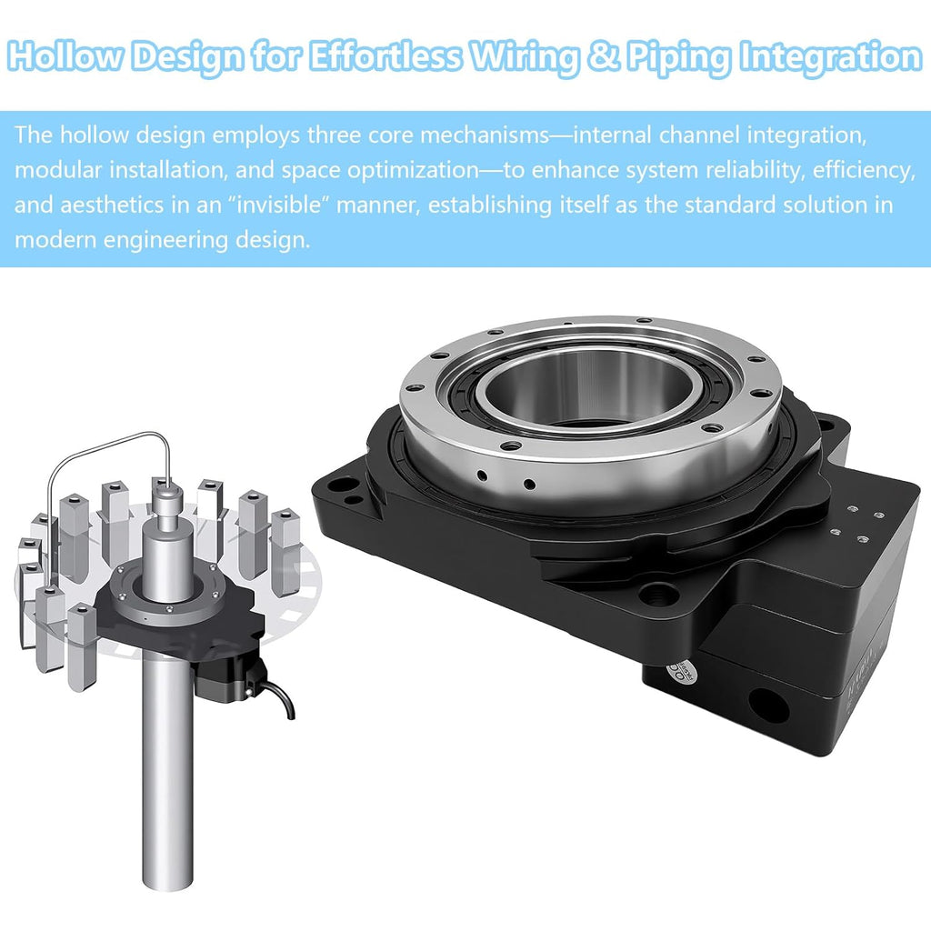 CNC Hollow Rotating Platform Gear Ratio 10:1 360 Degree Electric Rotary Table Positioners Substitutable for Direct Drive Motor and Cam Indexer Fitting Nema 23 Stepper 60mm Servo Motor