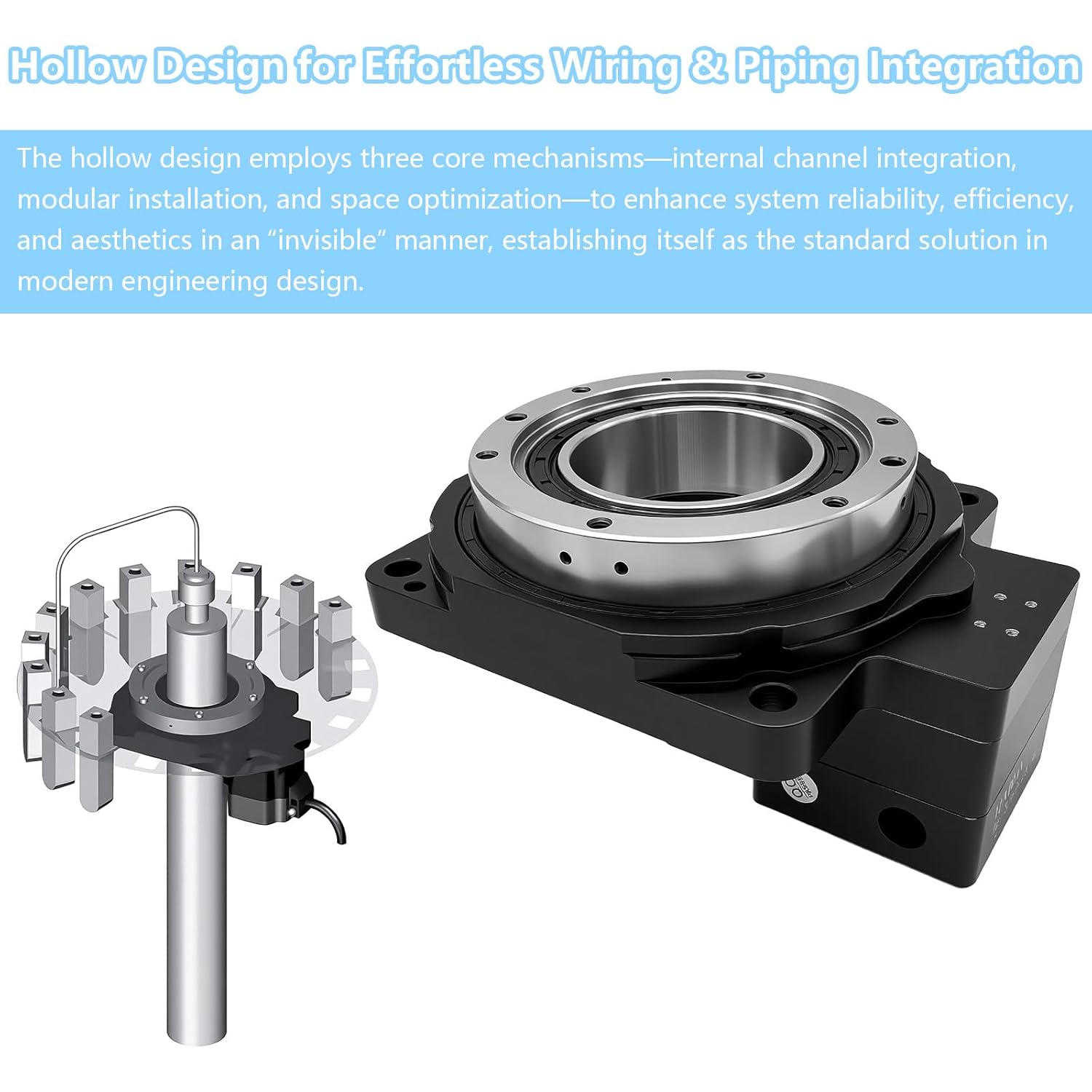 CNC Hollow Rotating Platform Gear Ratio 10:1 360 Degree Electric Rotary Table Positioners Substitutable for Direct Drive Motor and Cam Indexer Fitting Nema 23 Stepper 60mm Servo Motor