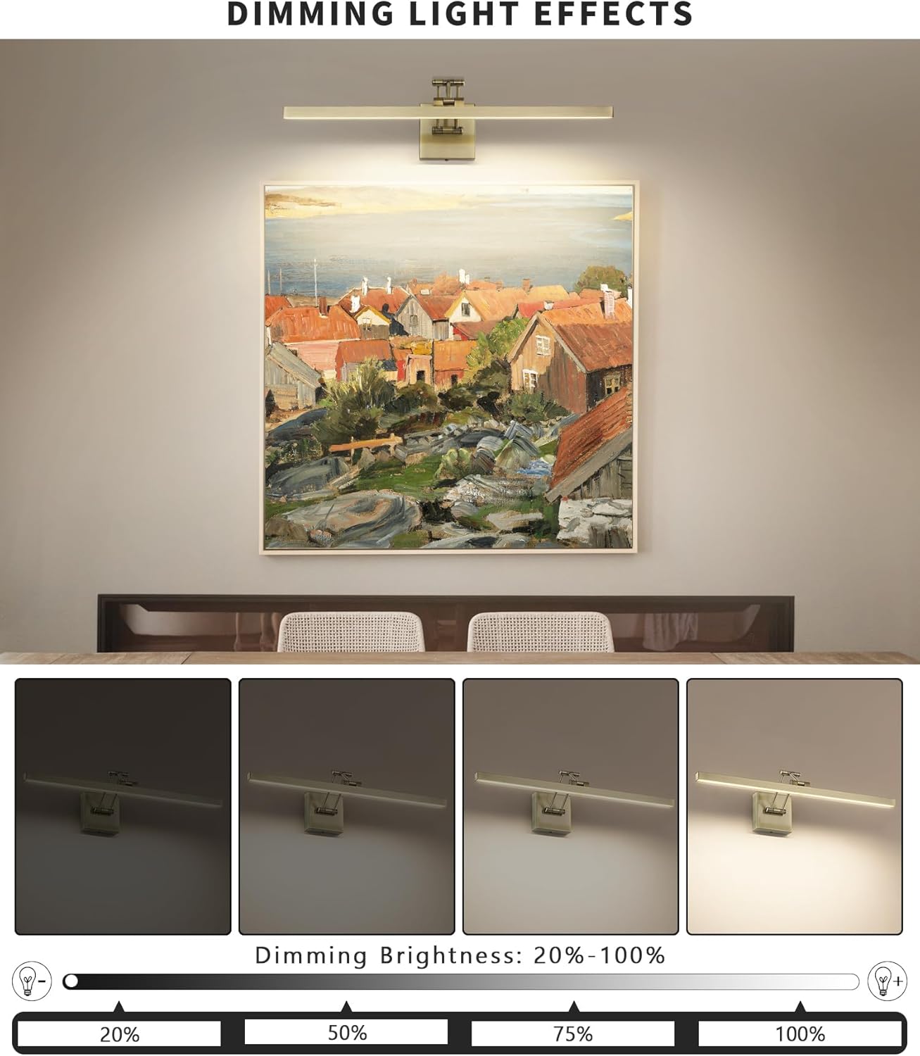 Antique Bronze Picture Lights for Wall Hardwired LED Picture Frame Light Dimmable Painting Lights for Wall Portrait Artwork 23.62 inch 14W Warm White