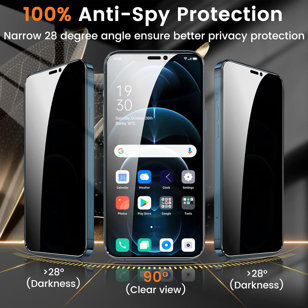 3+3 Pack Privacy Screen Protector for iPhone 12 Pro Max 6.7-Inch with 3 Pack Camera Lens Protector, Anti Spy Tempered Glass Film 9H Hardness Bubble Free Case Friendly