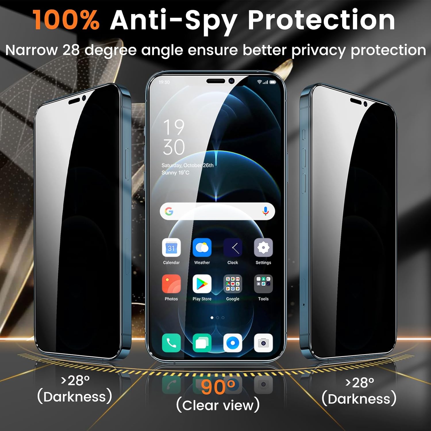 3+3 Pack Privacy Screen Protector for iPhone 12 Pro Max 6.7-Inch with 3 Pack Camera Lens Protector, Anti Spy Tempered Glass Film 9H Hardness Bubble Free Case Friendly