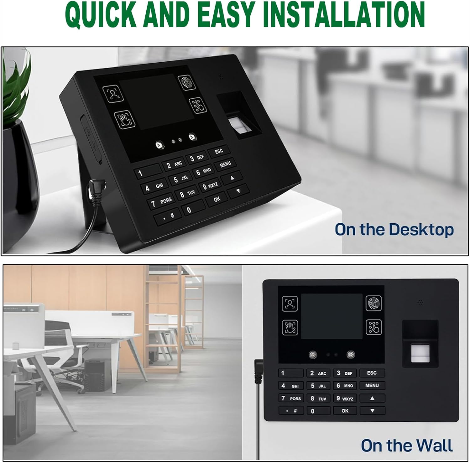 Employee Time Clocks for Small Business, Versatile 4 in 1 Time Machine (Face + Fingerprint + Palm Print + PIN), Clock in & Out Attendance Machine Punch Clock