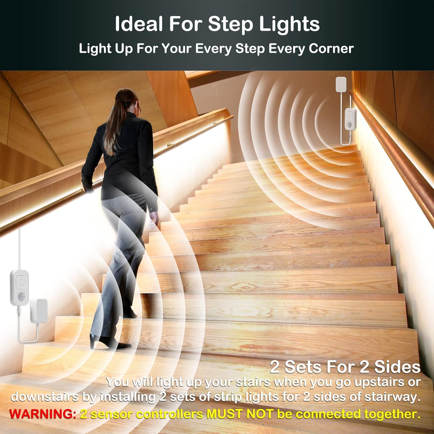 Motion Sensor Under Cabinet Lights - Plug-in LED Strip Lights Indoor With UL FCC Approved Adapter, Dimmer And Timer For Kitchen Cabinet, Counter, Shelf, Showcase, Stairway, Bedroom, Corridor, Washroom
