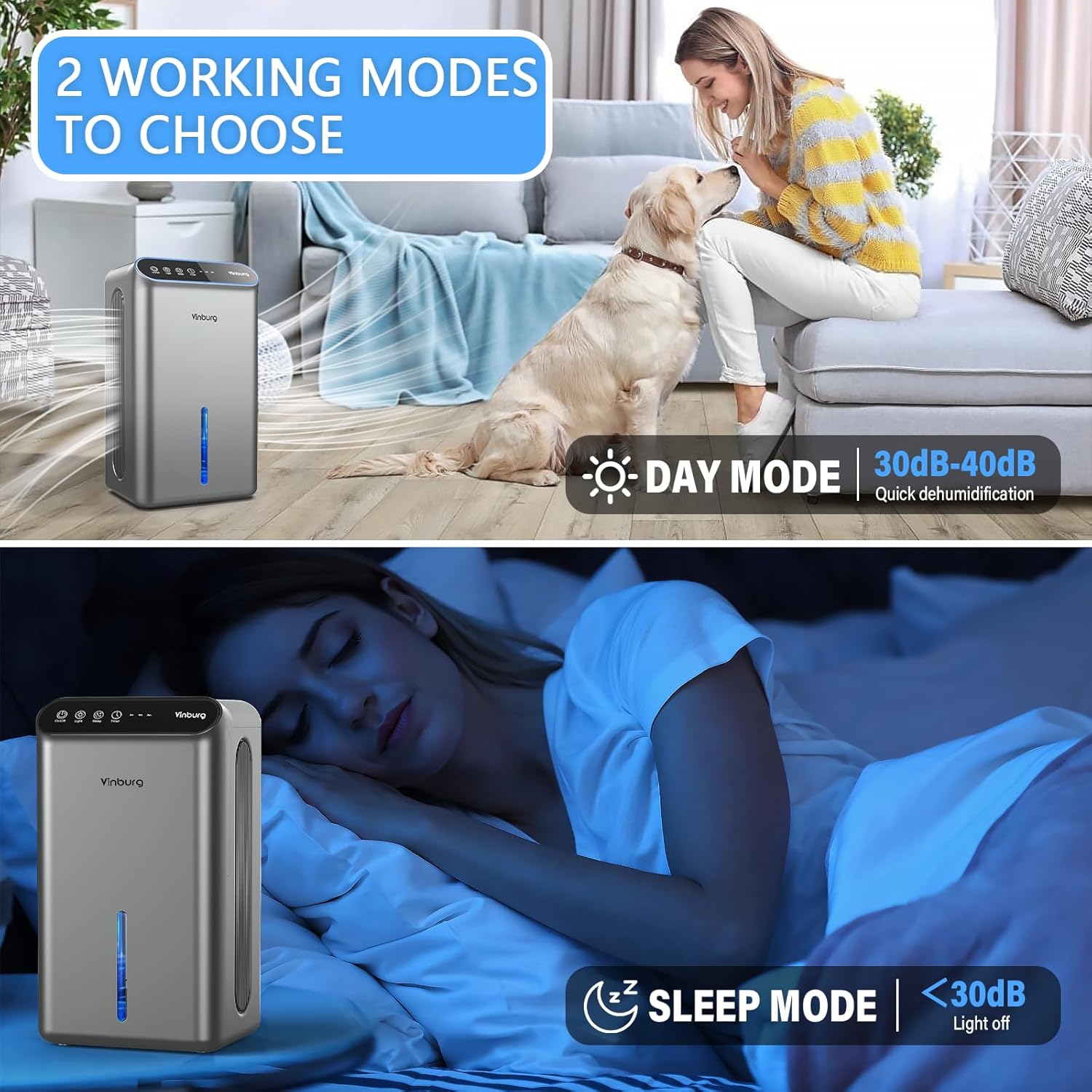 Dehumidifier for Basement (85 OZ, 800 sq ft) Quiet Dehumidifiers for Home, Auto Shut-Off, Sleep Mode, 3 Gear Timer(8H,16H,24H), Small Dehumidifier for Bedroom, Bathroom with Drain Hose (Black Gray)