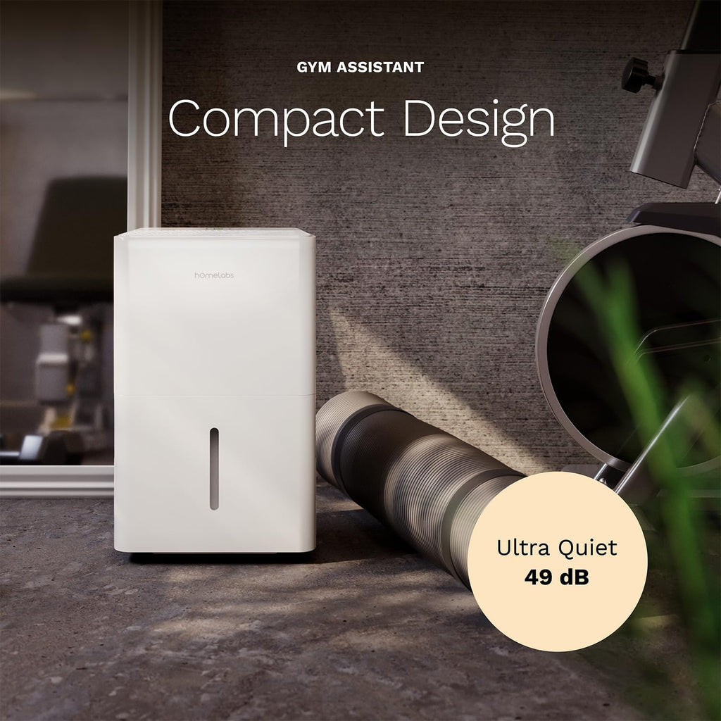 hOmeLabs Dehumidifier - Advanced Humidity & Moisture Control, Quiet, Efficient, Auto Shut-off, Ideal for Home, Basement, Office - 4,500 Sq Ft Wi-Fi (32 Pint MAX 80 Pint at 95°F, 90% RH)