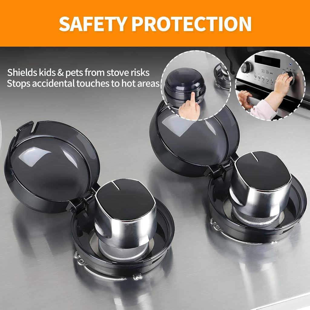 Gas Stove Knob Covers – Heat-Resistant Baby Proof Stove Knob Covers, Universal Size Gas Stove Knob Locks, Stove Child Proof Knobs with Adhesive, Stove Safety Guard for Kids Toddler Pet(6 Pack)