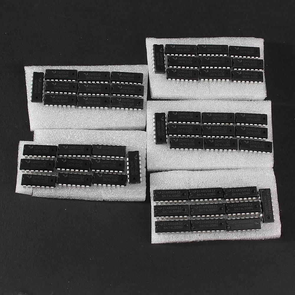 50Pcs 5 Values 74LSxx Series Logic IC Assortment Kit - IC Socket - 74LS00 74LS02 74LS04 74LS08 74LS32 IC Chip