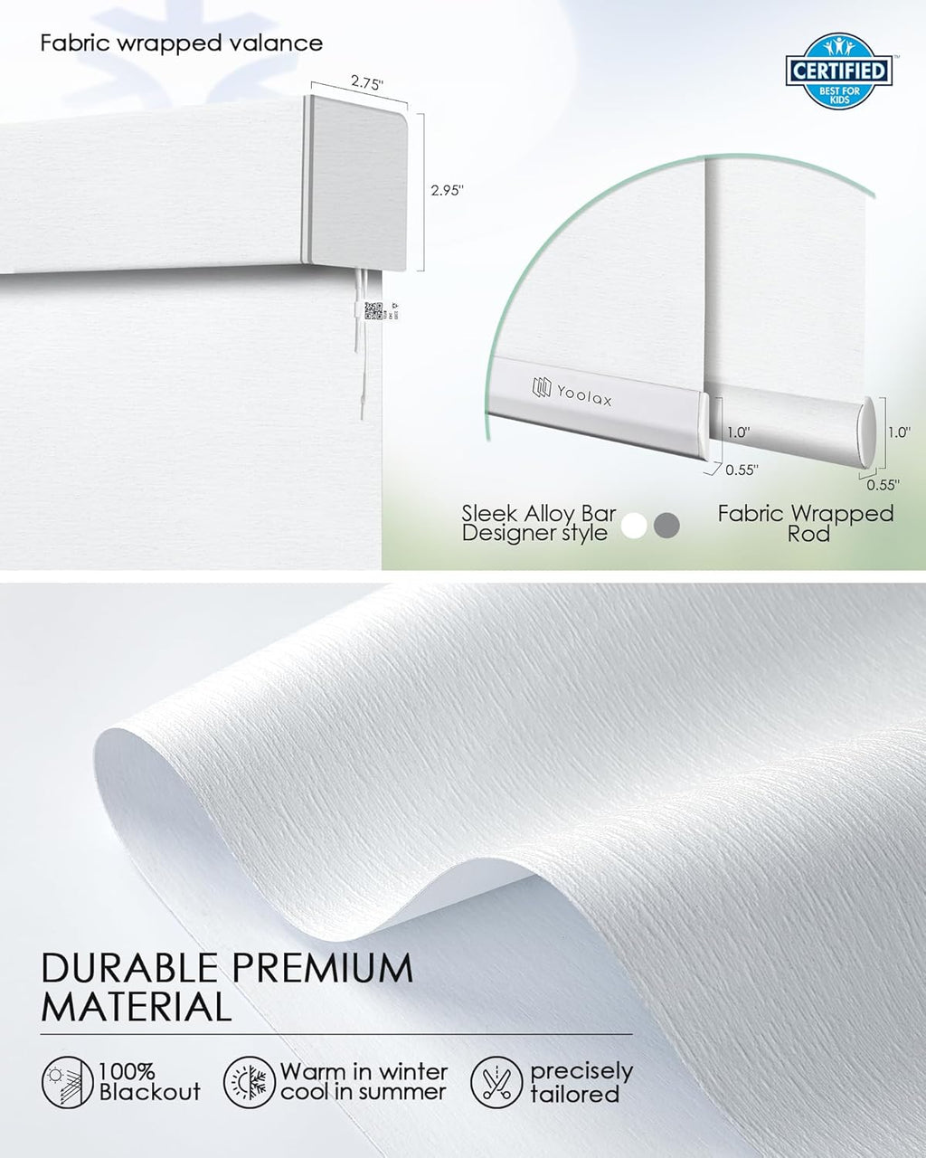 Yoolax Smart Blinds, Motorized Matter Roller Shades Blackout Automatic Blinds for Windows Motorized Shades Compatible with Alexa, Google Home, Homekit(Blackout Meteor White)