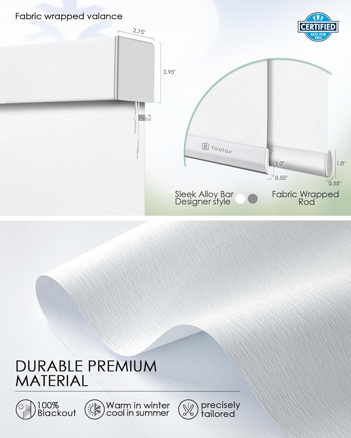 Yoolax Smart Blinds, Motorized Matter Roller Shades Blackout Automatic Blinds for Windows Motorized Shades Compatible with Alexa, Google Home, Homekit(Blackout Meteor White)