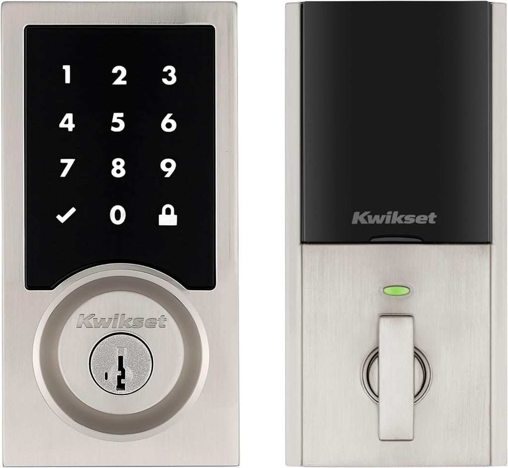 Kwikset HomeConnect 918 Contemporary Z-Wave Long Range Enabled Touchscreen Lock Works with Ring Alarm, Samsung SmartThings Hub Required, Sold Seperately in Satin Nickel