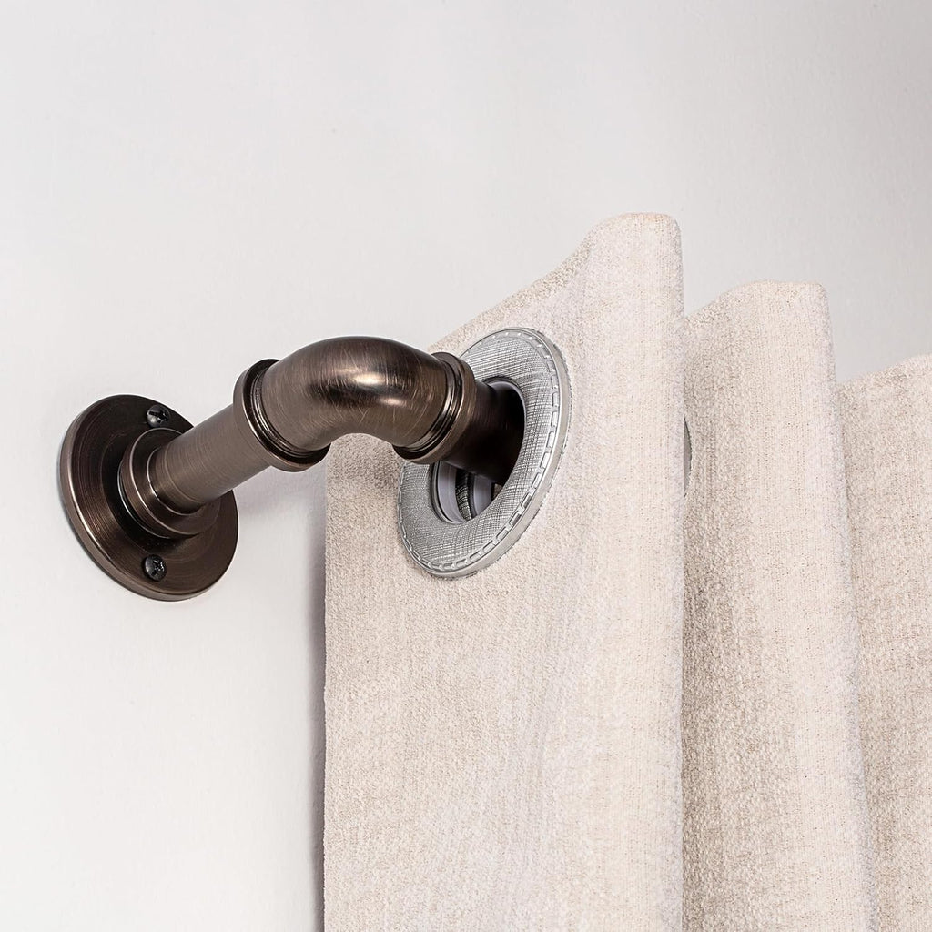 Industrial Curtain Rods 18 to 120 in,Wrap Around Rods, Adjustable Curtain Pole,1 in Diameter Pipe Wall or Ceiling Mounted,for Living Room(Brushed Crimson Black18” to 120”)