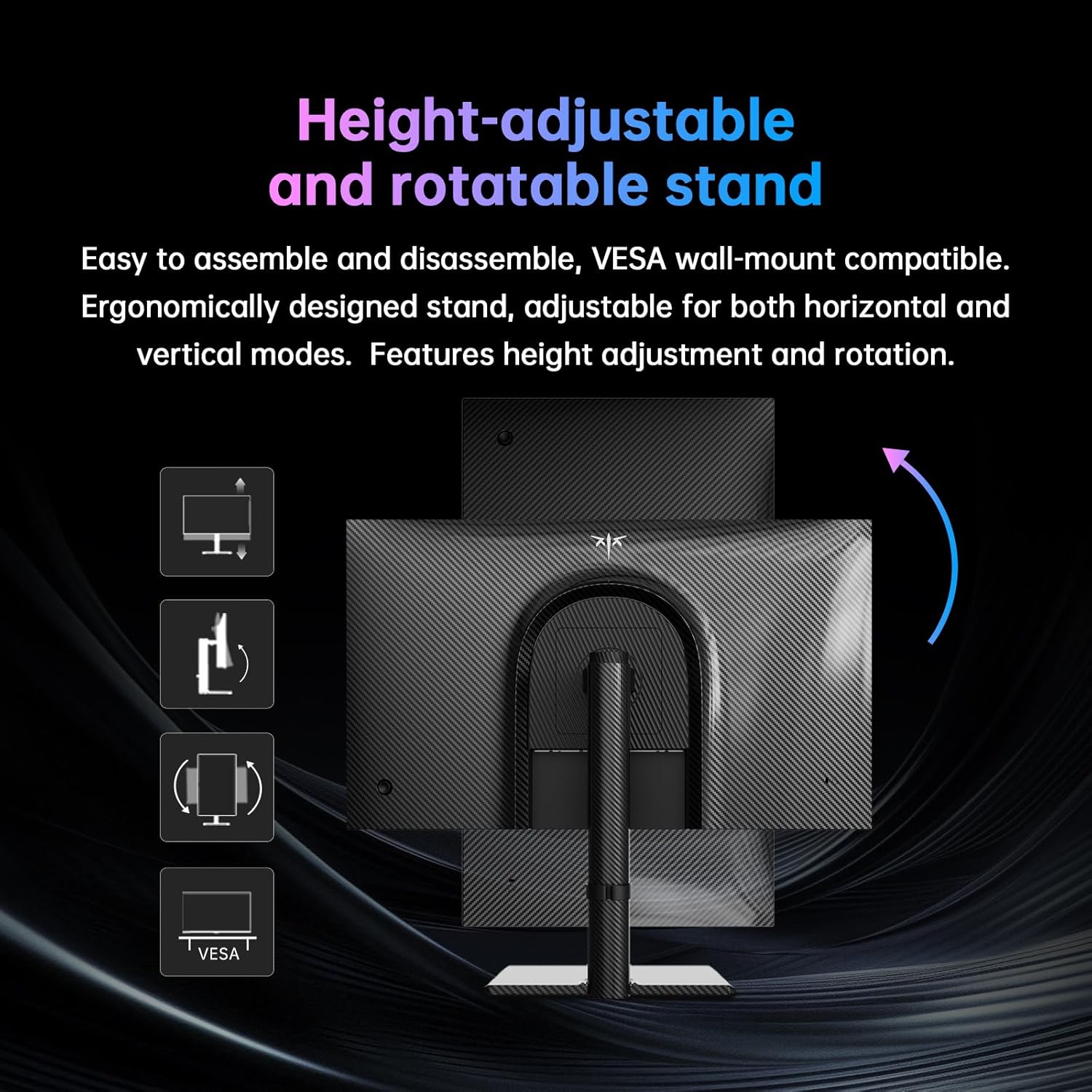 KTC 27 Inch 4K Gaming Monitor, UHD 3840x2160 160Hz Compute Monitor, Fast IPS Panel, Adaptive Sync, HDMI DisplayPort, HDR400, Height Pivot Swivel Tilt Adjustable Vertical Monitor, U27T6