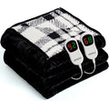 Heated Electric Blanket Queen Size - 84"x90" Flannel Heating Blanket with 10 Heating Levels & 5 Time Settings Over-Heat Protection, Winter Warmer for Adults with ETL Certification（Black）