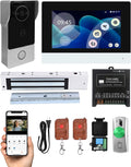 Smart Video Doorbell Intercom System with 600lb Magnetic Lock, 7" Touch Screen Wi-Fi Monitor, 1080P 2.0MP HD Camera, RFID IC Card Access, Tuya App Remote Unlock, Exit Button & Remote Control Kit