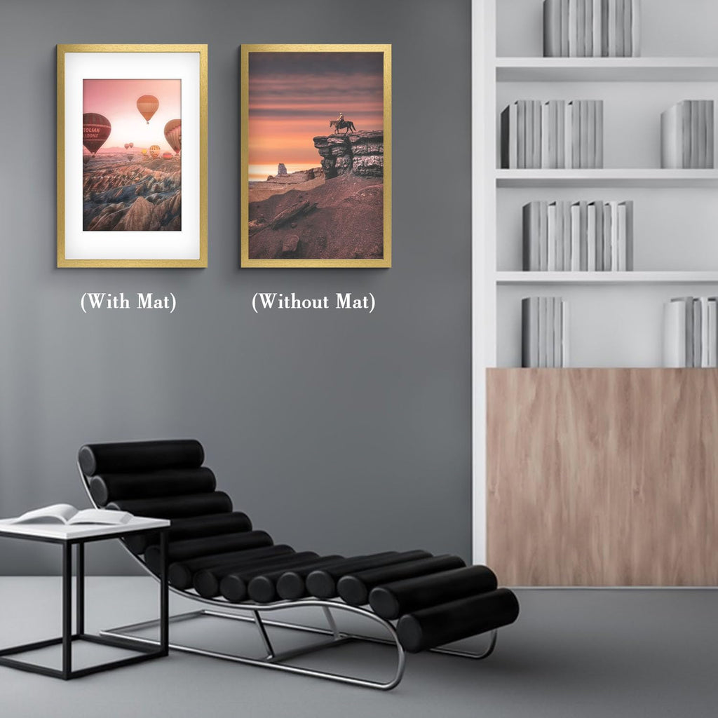 Golden State Art, 16X24 Picture Frame with Mat for 12X18 - High Definition Glass Wall Mounting Horizontal Vertical Display (Gold, 1 Pack)