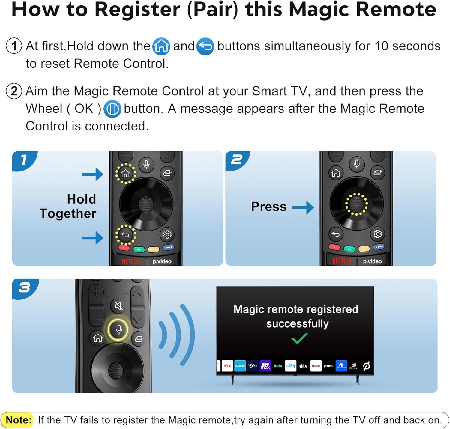 Voice Magic for LG-TV-Remote Control Replacement, for Magic Remote MR21 MR22 MR23 MR24GA with Battery, with Voice Recognition and Pointer Function