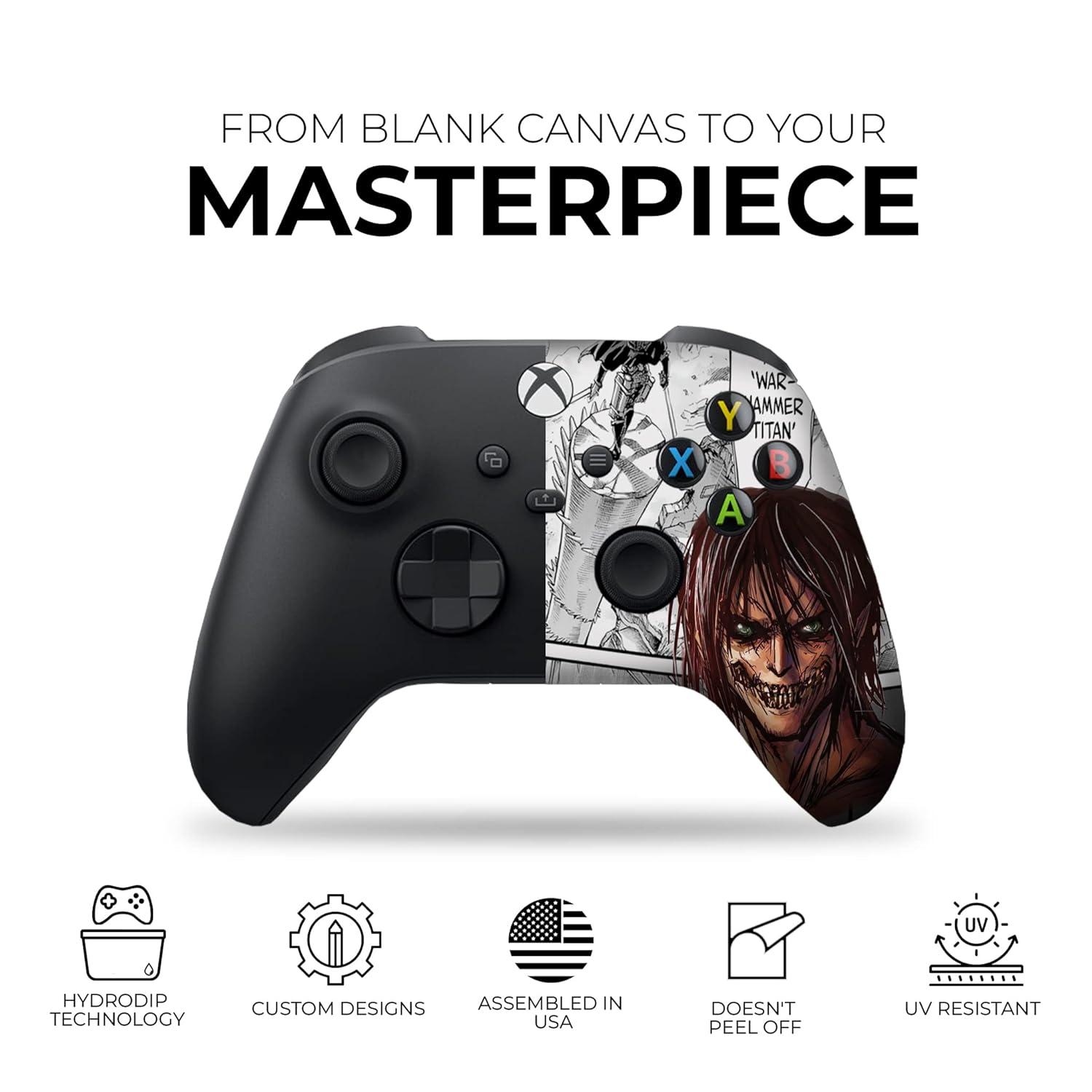 DreamController Attackk On Tittan Custom X-box Controller Wireless compatible with X-box One/Series X/S Proudly Customized in USA with Permanent HYDRO-DIP Printing (NOT JUST A SKIN)