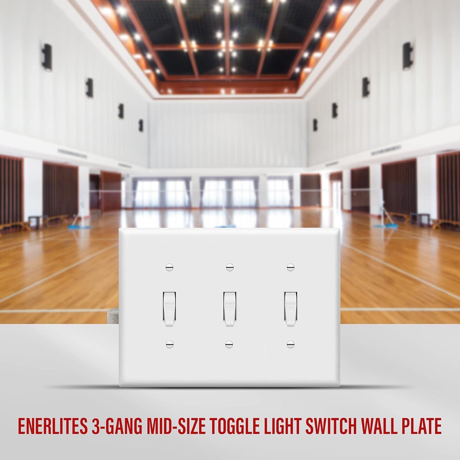 ENERLITES Toggle Light Switch Wall Plate, Gloss Finish, 3-Gang 4.88" x 6.77", Mid-Size, Unbreakable Polycarbonate Thermoplastic, UL Listed, 8813M-W, White