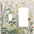 Rustic Wildflower Green Plants Daisy Floral Outlet Covers 1 Toggle 1 Rocker Combination Decorative Wall Plate Electrical Switch Plates Light Switch Cover Plate For Farmhouse Bed Room Decor