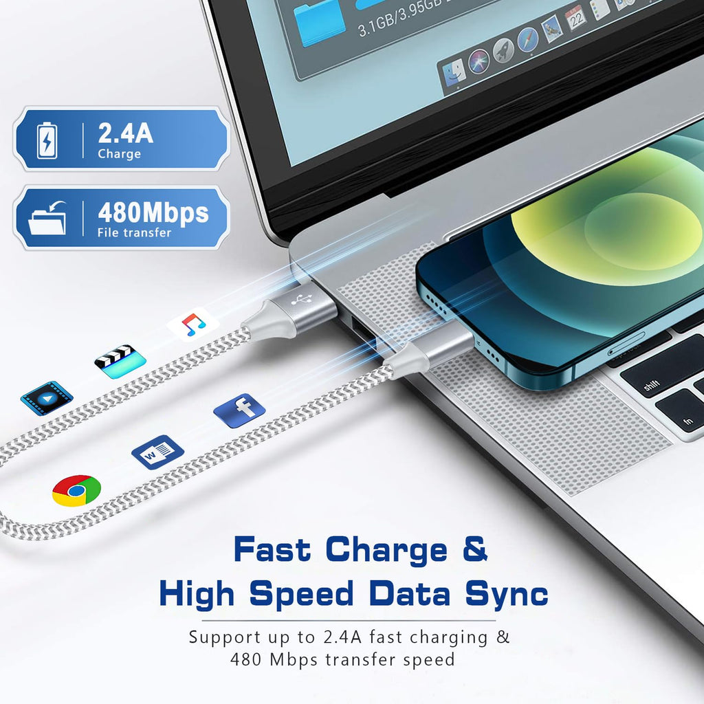 [Apple MFi Certified] Short iPhone Charger 1ft 2Pack,USB A to Lightning Cord Nylon Braided 12 Inch Fast Charging iPhone Cable Compatible with iPhone 14 13 12 11 Pro/Max/Mini Xs SE2/iPad for Car
