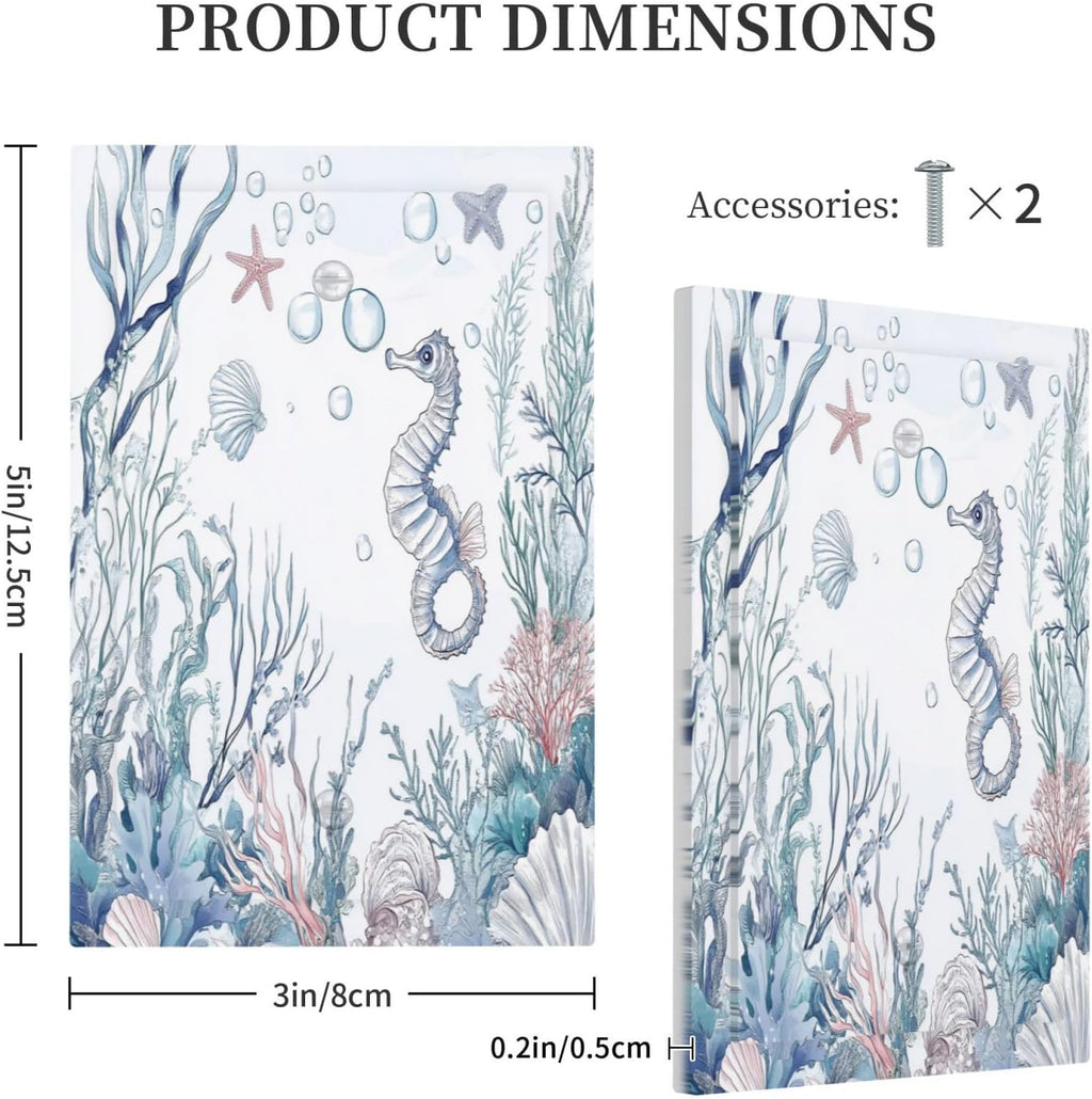 Light Switch Cover Plate Ocean Coral Seahorse Seashell Starfish 1 Gang No Device Blank Electrical Wall Plates Faceplate Decorative Switch Plate For Bathroom Home Decor