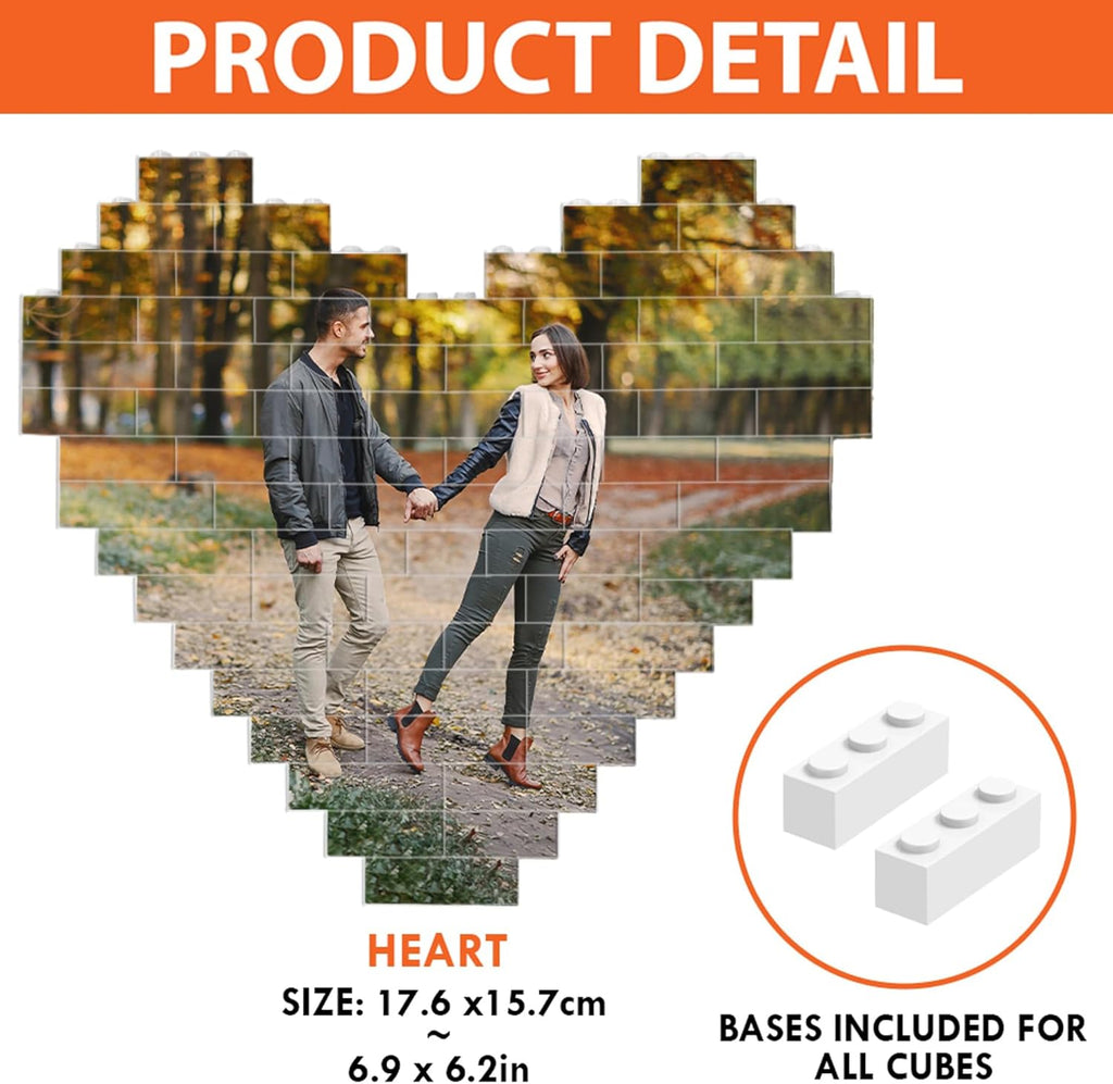 NAZENTI Personalized Building Brick Photo Block, Custom Couple Photo Puzzle, Customized Picture Block Gift for Boyfriend, Girlfriend, Husband, Wife, Family, Unique Couples Gifts for Valentine’s Day