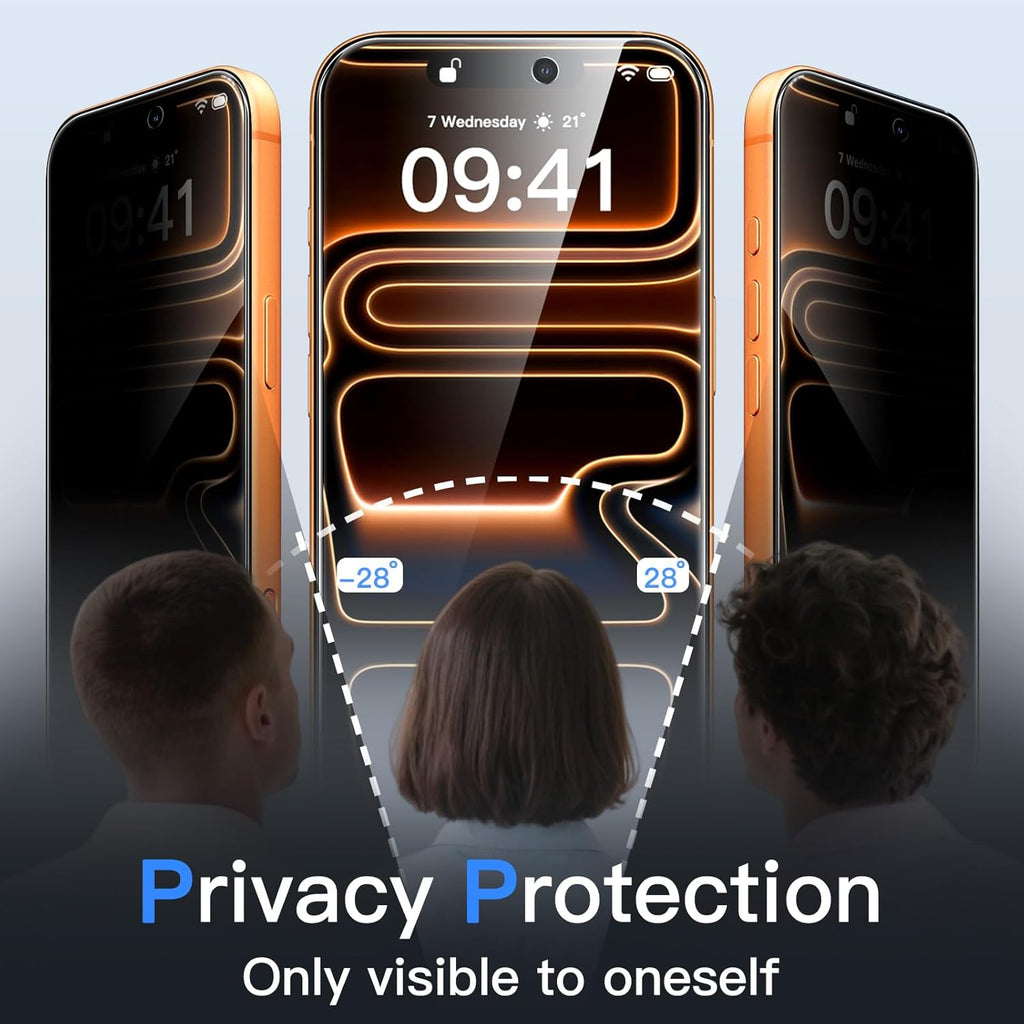 JETech Privacy Screen Protector for iPhone 17 Pro Max 6.9-Inch with Camera Lens Protector, Anti-Spy Tempered Glass Film, Easy Installation Tool, 2-Pack Each