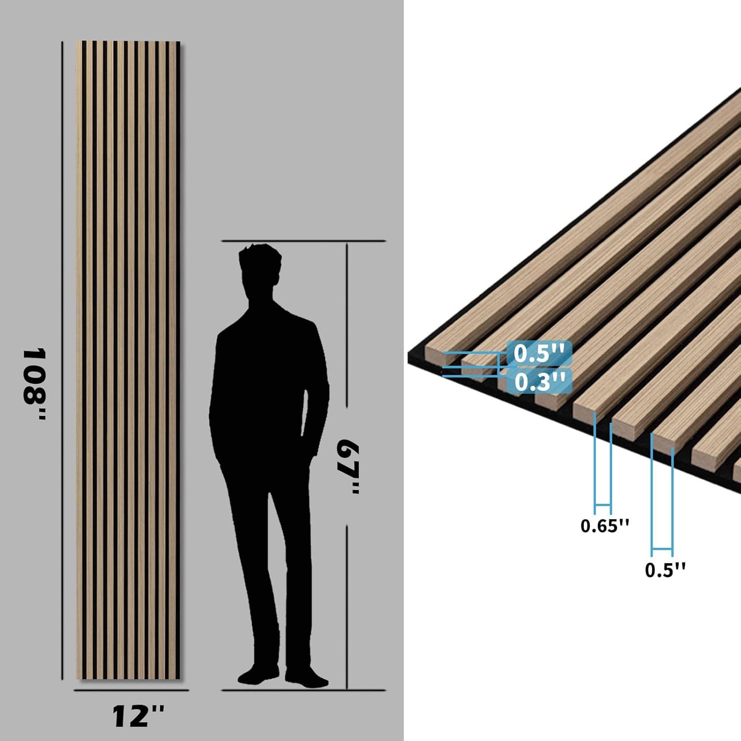 Art3d 4-Pack 108" x 12" Acoustic Wood Panels for Wall, Soundproof Wood Slat Panel for Wall and Ceiling, 3D Fluted Sound Absorbing Paneling for Interior Wall Decor, Living Room, Bedroom - Peach