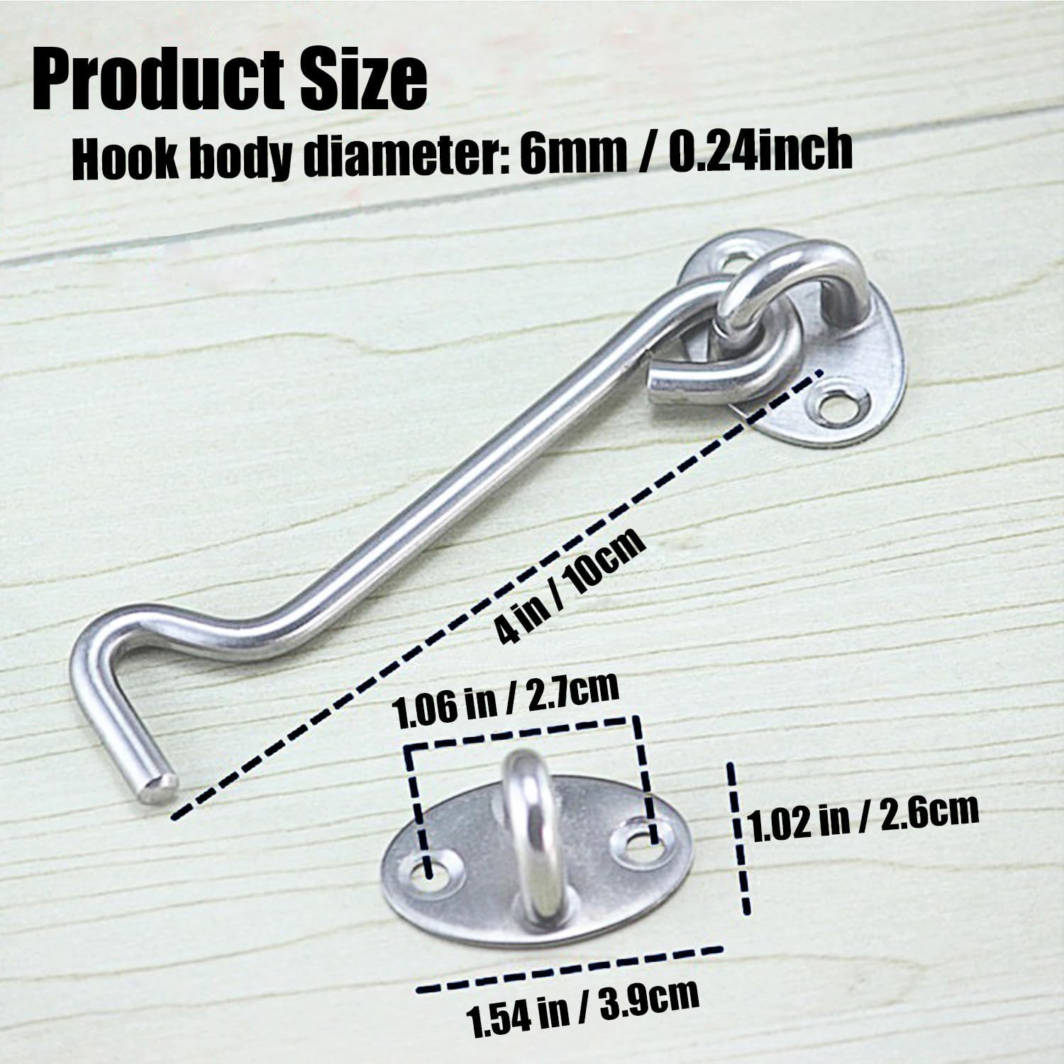 4 Pack Barn Door Latch Door Lock Hardware, Sliding Door Lock Eye Hook Latch with Screws, Rust-Resistant Metal Gate Latch, Privacy Hooks Latch for Inside Door