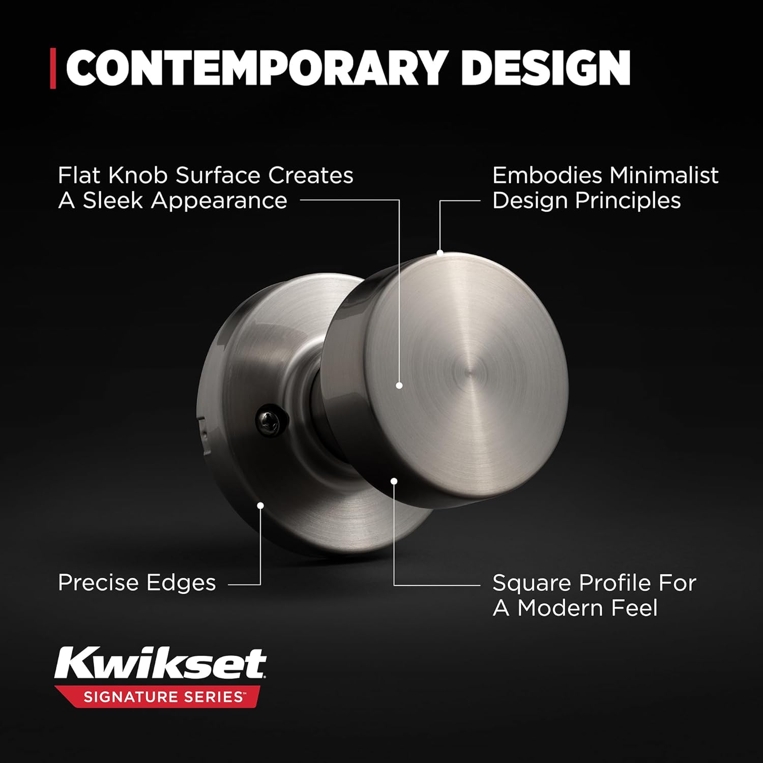 Kwikset Pismo Round Dummy Door Knob, Single Sided Handle for Closets, French Double Doors, and Pantry, Gunmetal Non-Turning Interior Push/Pull Door Knob