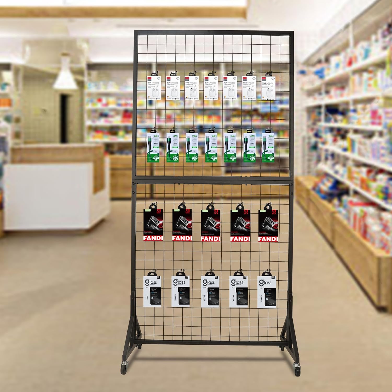 Eastern Tree 2 Packs 3'X 6' Two Gridwall Panels Display Stand with Sturdy T-Base, Black Wire Grid Wall Panels for Craft Show Display Rack, Art Display Stand, Extra More 20 Hooks