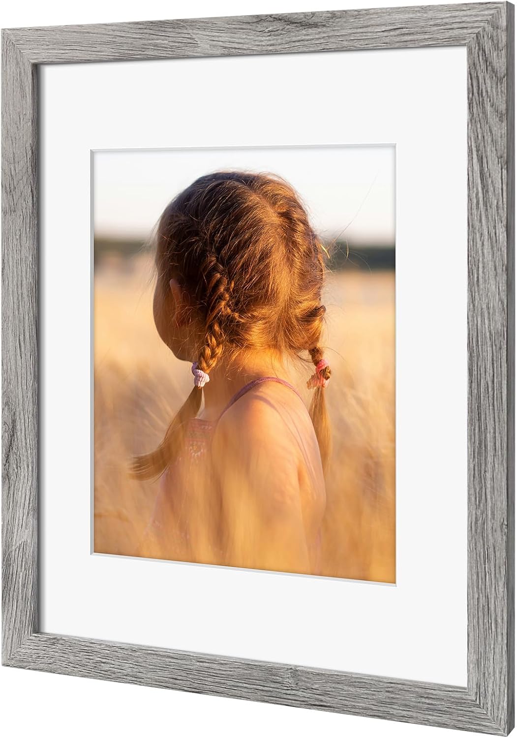 Golden State Art, 11x14 Picture Frame with Mat for 8x10 - High Definition Glass Wall Mounting Horizontal Vertical Display (Gray, 2 Pack)