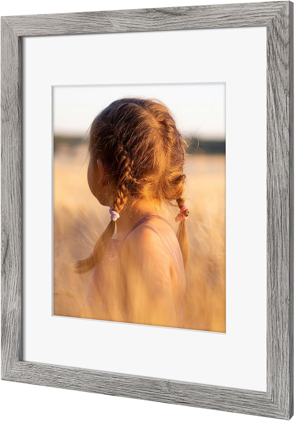 Golden State Art, 11x14 Picture Frame with Mat for 8x10 - High Definition Glass Wall Mounting Horizontal Vertical Display (Gray, 1 Pack)