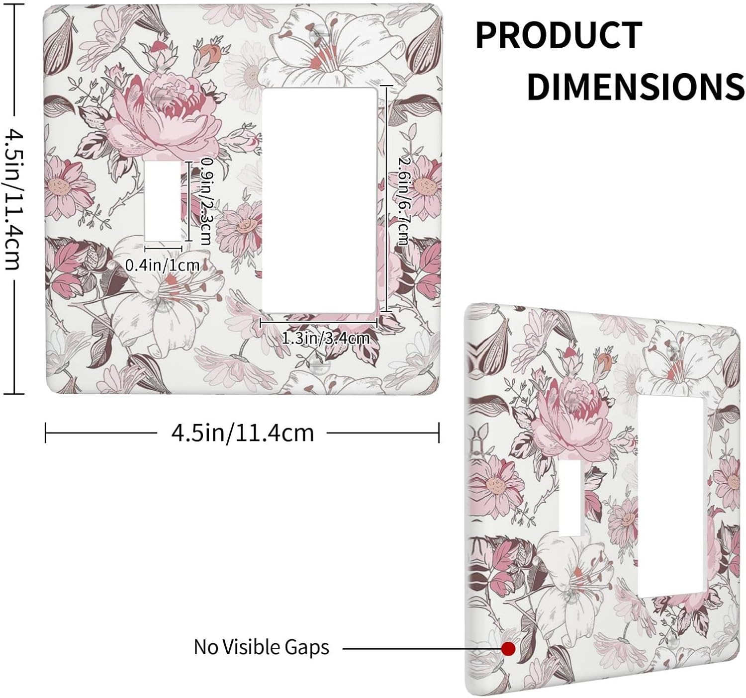 Outlet Covers Modern Watercolor Flower Pink White Wildflower 1 Toggle 1 Rocker Combination Decorative Wall Plate Light Switch Cover Plate Electrical Switch Plates for Bedroom Home Decor