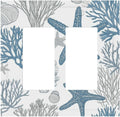 Blue Starfish Nautical Beach Conch Coastal Coral Shell Decorative Outlet Covers 2 Gang Double Gfci Rocker Electrical Wall Panels Light Switch Cover Plate For Kids Room Bathroom Decor