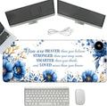 Heated Mouse Pad with 3 Temperature Settings(104°F–122°F),Large 31.5x13 Inch PU Leather Heated Desk Mat,Waterproof Warming Pad for Office,Gaming & Cold Hands Relief,Bule Flower Quotes