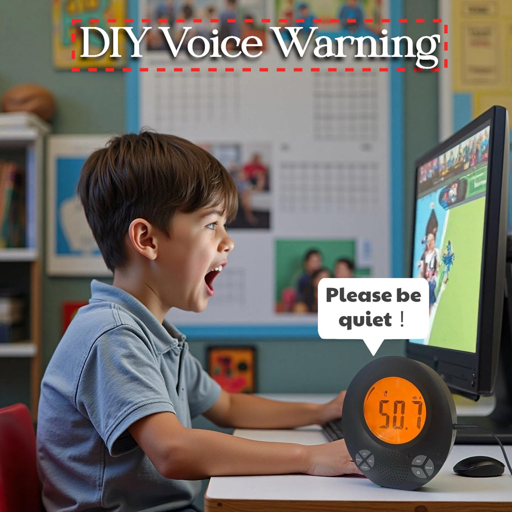 Digital Decibel Meter with DIY Voice Warning Function, Wall Hanging Sound Level Meter 35dB to 135dB with Alarm Quiet Please, Sound Level Meter for Schools Hospitals Temples Libraries Theaters