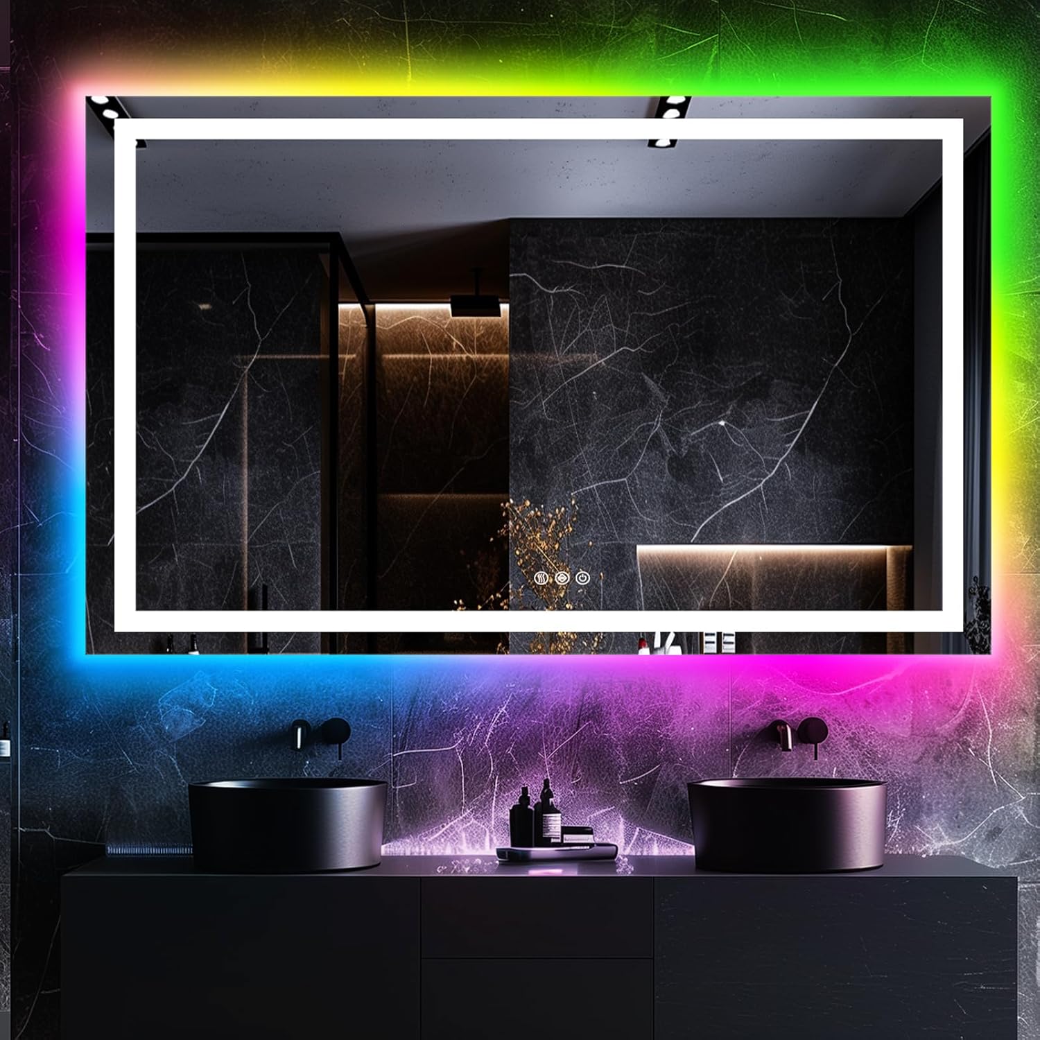 LED Bathroom Mirror, 30"x55" with Frontlit and Backlit Anti-Fog Mirror with Lights LED Vanity Mirror for Bathroom 11 Colors Temperature & Dimmable Bathroom Mirror with HD Tempered Glass