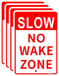 Joffreg Slow Down No Wake Zone Sign,17 x 12 Inches,Reflective Aluminum,UV Printed,Weather Resistant,Waterproof,Durable Ink,Easy to Mount,Outdoor Use,4 Pack