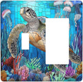 Outlet Covers Nautical Sea Turtle Coral Jellyfish 1 Toggle 1 Rocker Combination Decorative Wall Plate Electrical Switch Plates Light Switch Cover Plate For Kids Room Nursery Decor