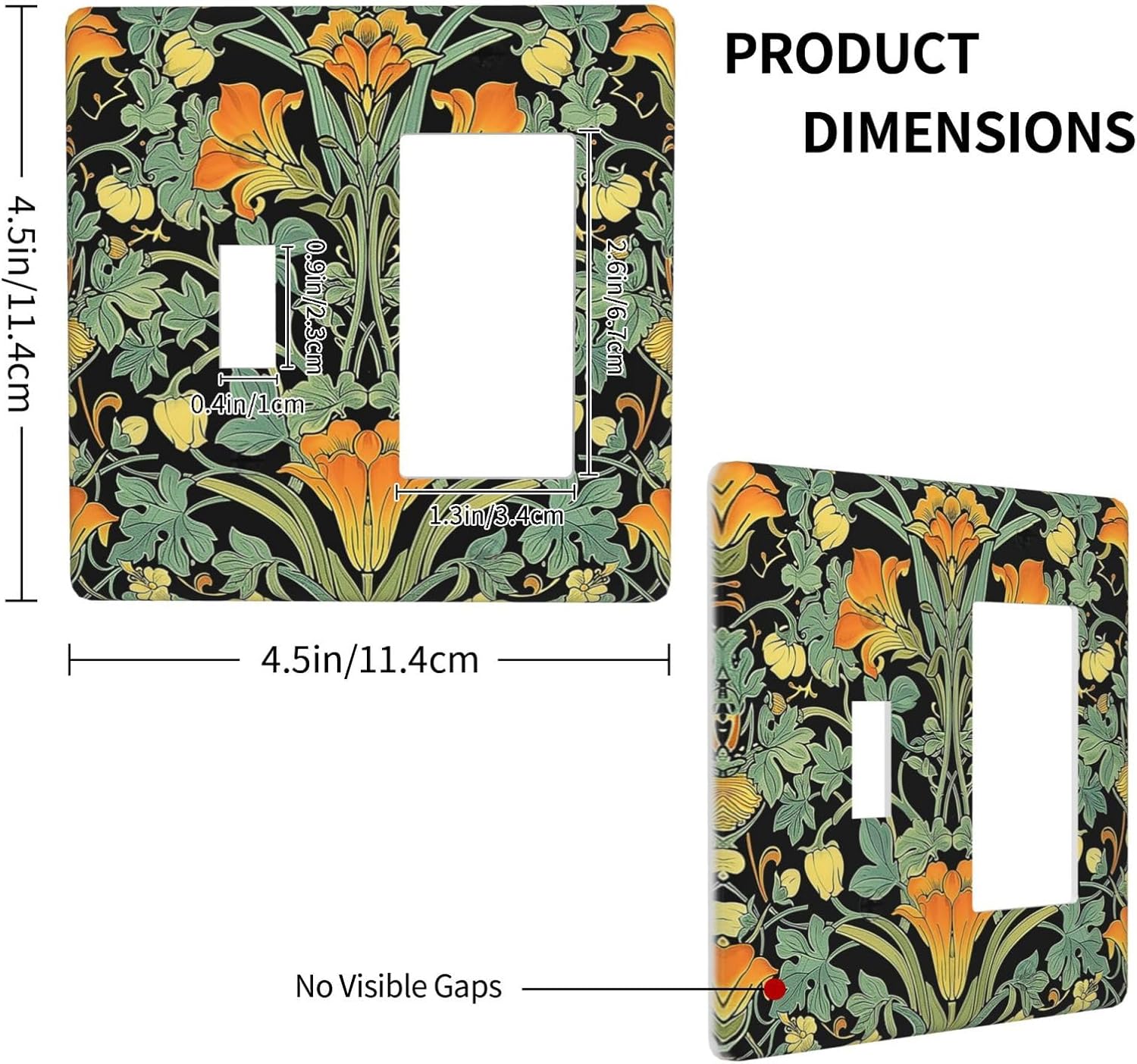 Outlet Covers William Morris Vintage Floral Green Yellow 1 Toggle 1 Rocker Combination Decorative Wall Plate Electrical Switch Plates Light Switch Cover Plate for Bedroom Home Decor