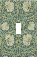Decorative Light Switch Cover Vintage Floral Plant Sage Green William Morris 1 Gang Single Toggle Decorator Outlet Wall Plate Device Electrical Faceplate Switchplates for Bedroom Home Decor